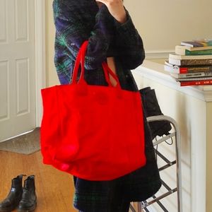 Tory Burch Cherry Red Tote with leather details